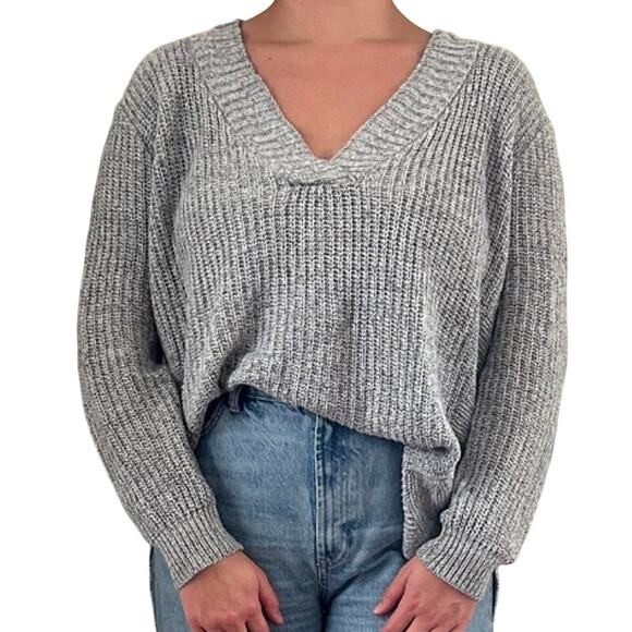 Urban Outfitters Silence + Noise Gray Oversized Cable Knit Cotton Sweater Size M - Picture 1 of 8